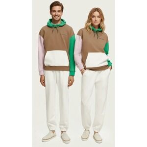 Scotch & Soda Amsterdam Hoodie Unisex XL Multi Cotton ColorBlock Terry Fleece‎